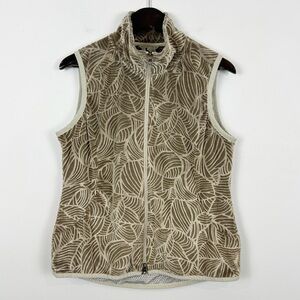 Royal Robins Textured Vest Beige Leaf Pattern Women's Size X-Large